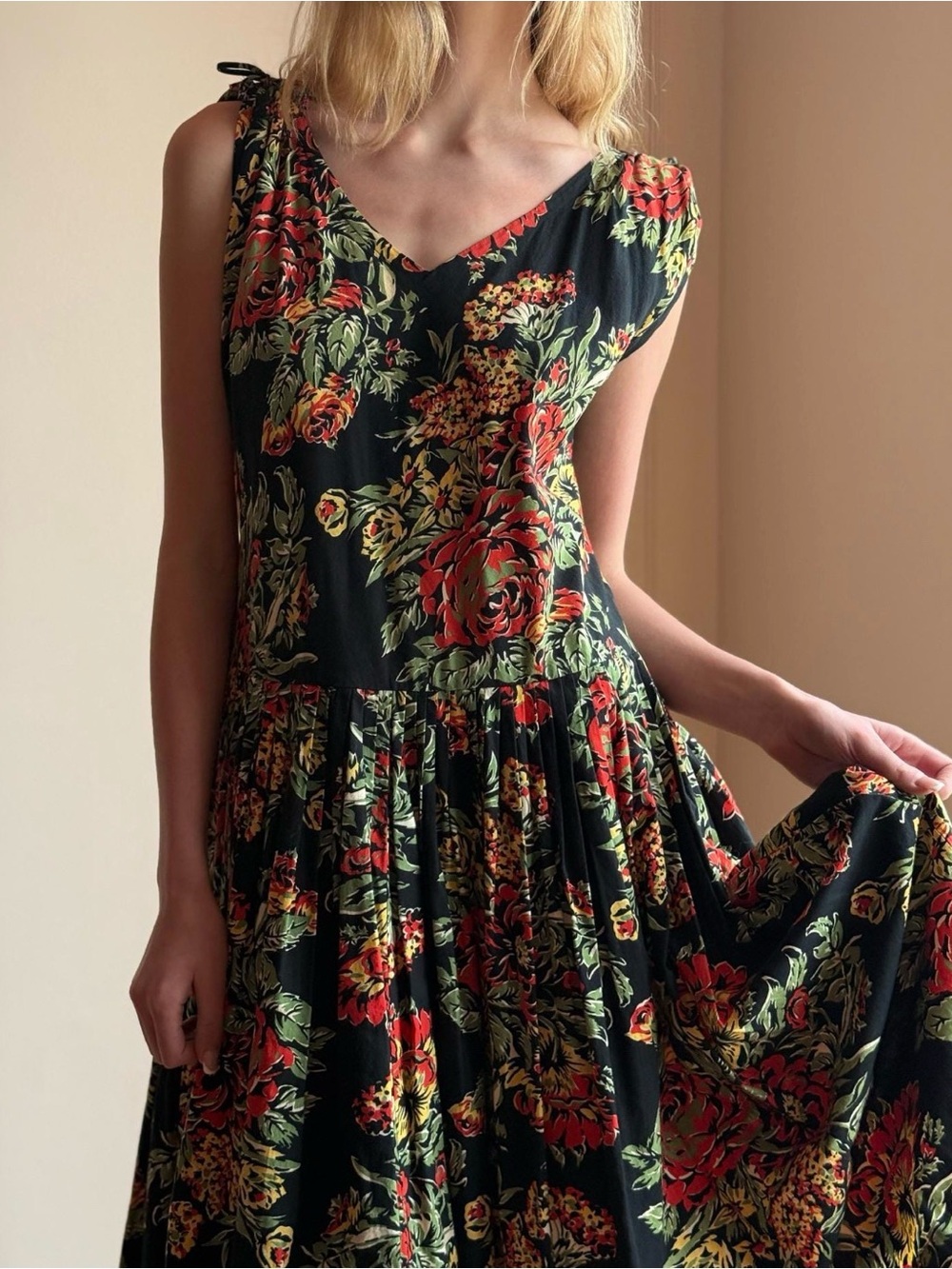 Vintage 1980s Norma Kamali Drop Waist Dress